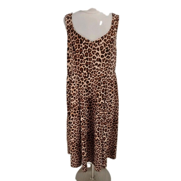 TORRID Women Plus Sz 3X Leopard Print Mini Fit Flare Dress Knit Sleeveless 20NA - Picture 1 of 6